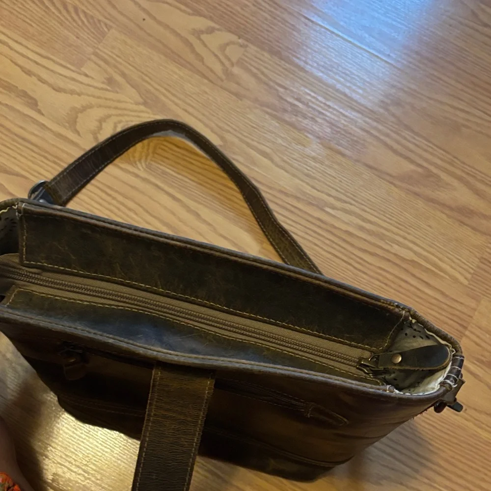 Myra Bag Dark Brown Leather Messenger Crossbody